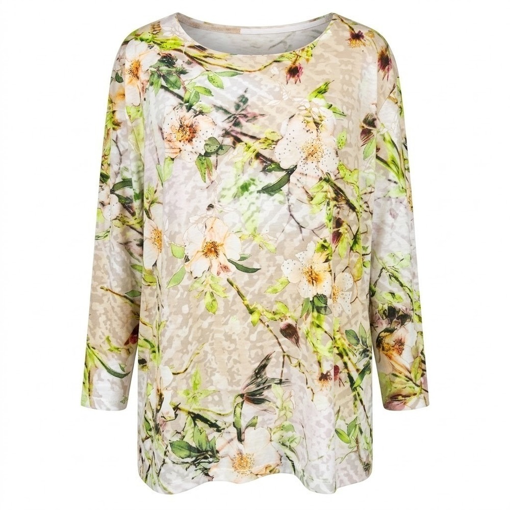 NEW Allison Daley Woman 3X Tunic Top Creamy Floral Long Sleeve